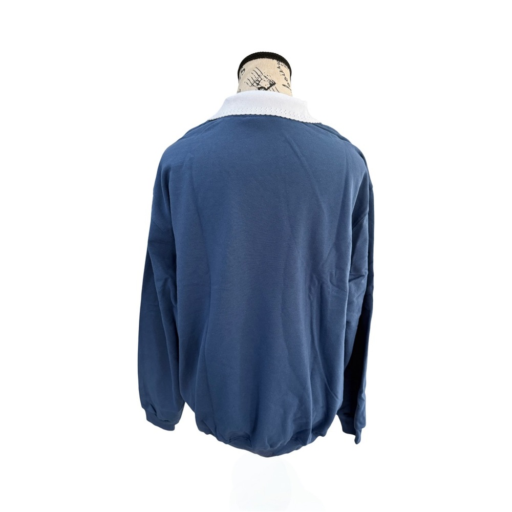 Country Store Blue Appliqué Floral Collared Pullover Sweatshirt NWOT Size XL - Picture 2 of 6